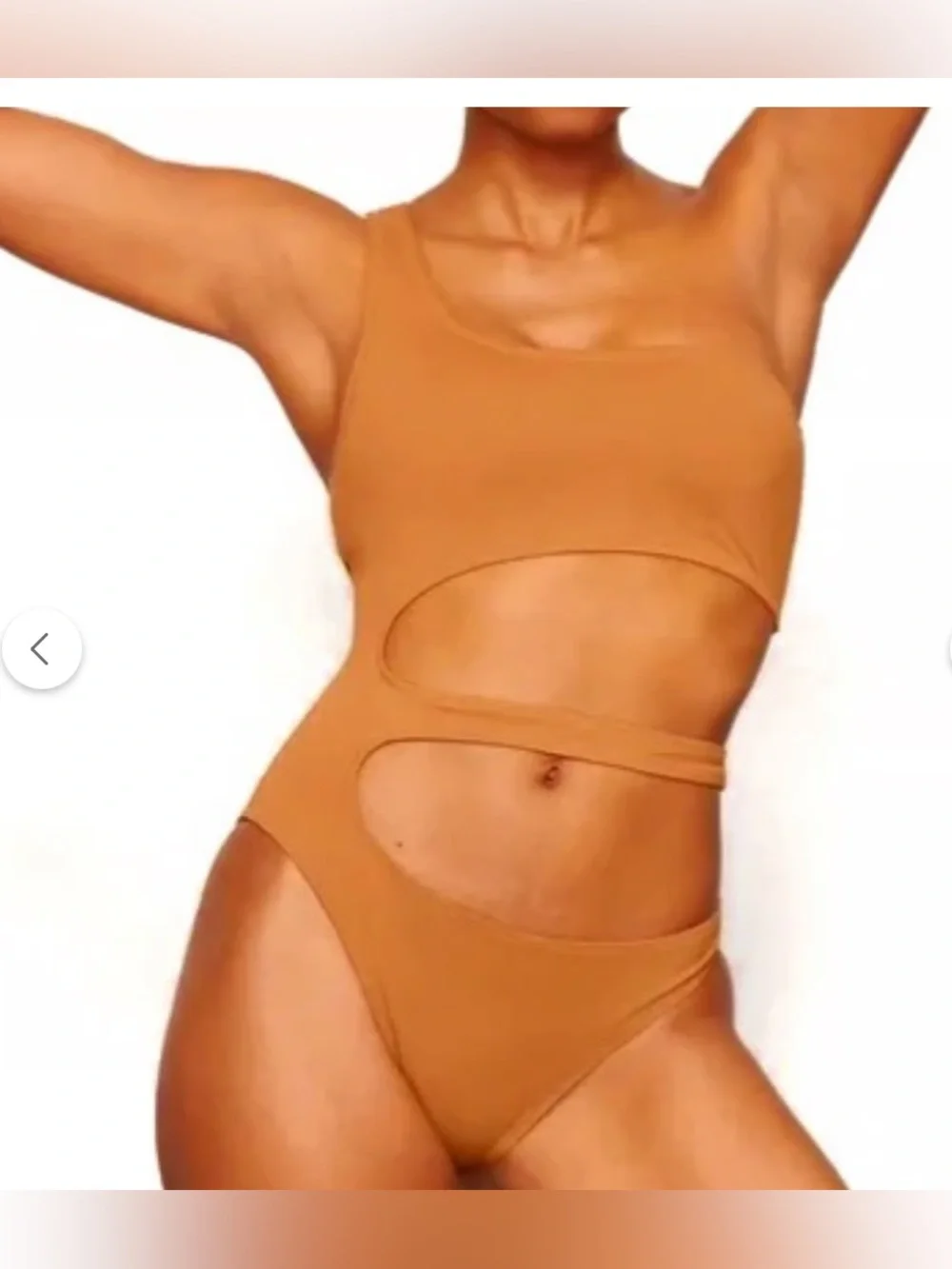 SKIMS Monokino Swimsuit Almond One Shoulder NWT Size Small